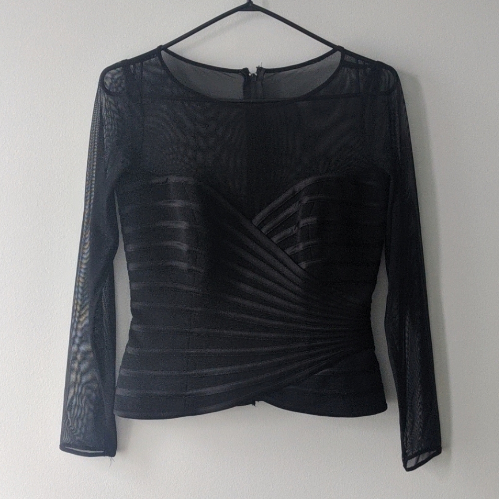 sweetheart neckline mesh blouse